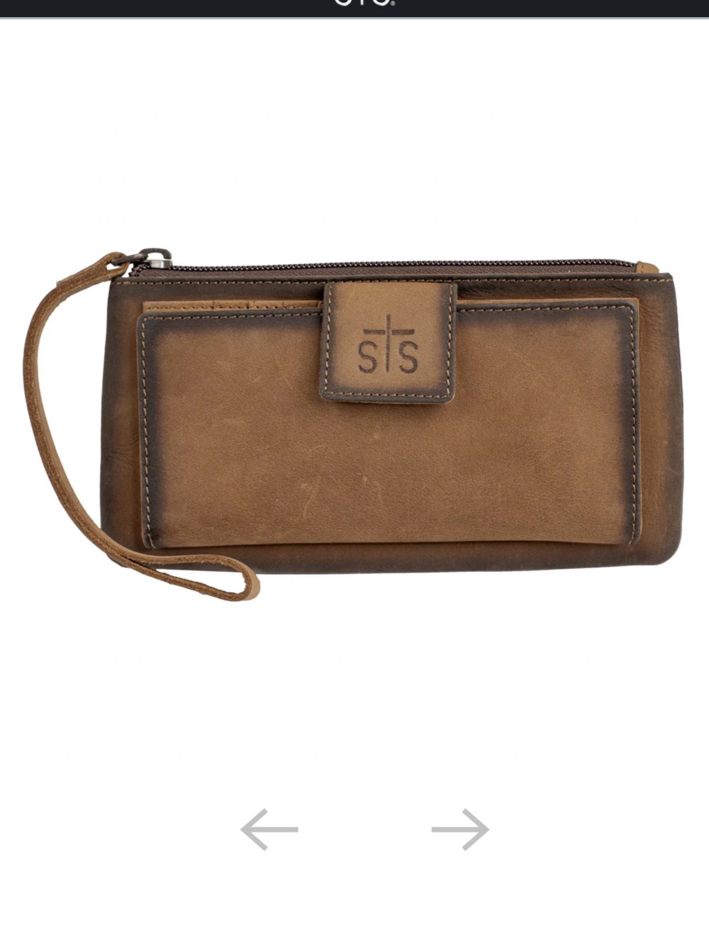 NWT - STS Ranchwear Brown Leather Wristlet Wallet